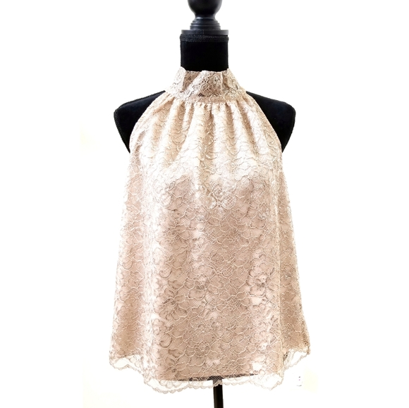 J CREW Tie Neck Top in Metallic Lace Size Medium - Picture 7 of 10